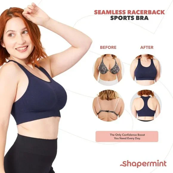 Women's Heather Gray High Support Wireless Sports Bra with Removable Cups, Plus